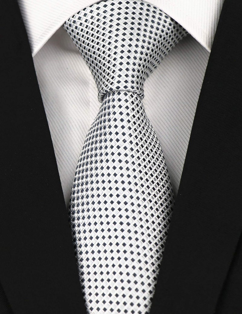 Secdtie Mens Silver Grey Silk Ties Grenadine Texture Formal Thanksgiving Dress Neckties - Image 5
